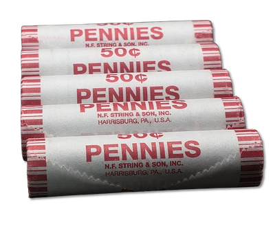 ארצות הברית – לוט 5 רולים סגורים של מטבעות 1 סנט (Pennies) – 50 מטבעות בכל רול – סה״כ 250 