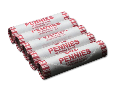 ארצות הברית – לוט 5 רולים סגורים של מטבעות 1 סנט (Pennies) – 50 מטבעות בכל רול – סה״כ 250 