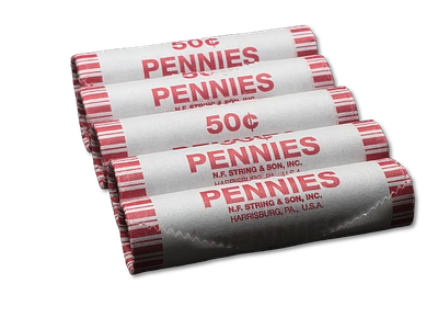 ארצות הברית – לוט 5 רולים סגורים של מטבעות 1 סנט (Pennies) – 50 מטבעות בכל רול – סה״כ 250 