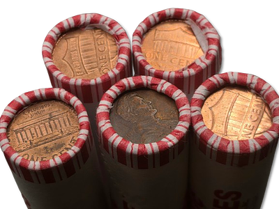 ארצות הברית – לוט 5 רולים סגורים של מטבעות 1 סנט (Pennies) – 50 מטבעות בכל רול – סה״כ 250 