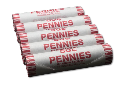 ארצות הברית – לוט 5 רולים סגורים של מטבעות 1 סנט (Pennies) – 50 מטבעות בכל רול – סה״כ 250 