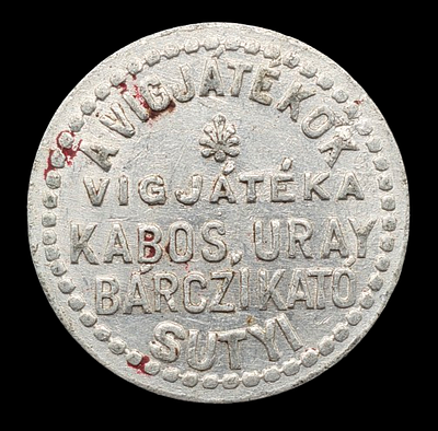 Hungary – Rare Aluminium Advertising Token for the Film “300.000 Pengő az ucc&aacute;n”, 1937, weight: 