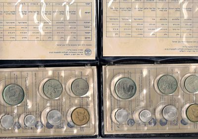Israel - 2 sets - Official coin series 1979, each set contains 7 Israeli coins - issued by the 