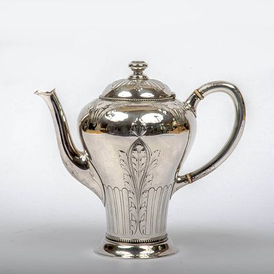 Jugendstil Kaffeekanne, Vollgold &S&ouml;hne. Jugendstil Kaffeekanne, Vollgold &amp;S&ouml;hne. 800er 