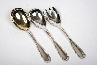 Konvolut Besteckteile, Bruckmann. 800er Silber, Salatbesteck und gro&szlig;er 