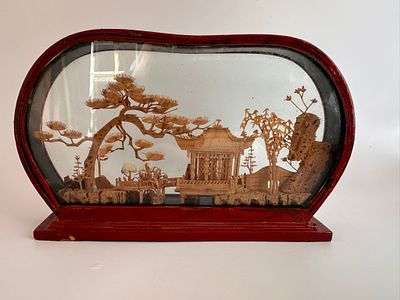 קישוט שולחני ישן סיני מגולף שעם