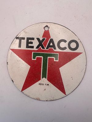 שלט טקסקו “texaco חברת שמנים ודלקים תחילת/אמצע המאה ה20
שלט אמאייל פורצלן על ברזל
