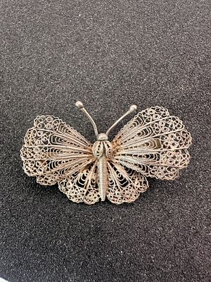 סיכת פרפר מכסף סטרלינג פיליגרן