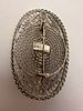 Antique Silver Filigree Brooch with Red Stone, Handcrafted, 47x32 mm. Elegant oval decorative Изображение - 2