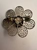 Handcrafted Silver Filigree Floral Brooch with Green Stone, 35 mm diameter. A delicate Изображение - 2