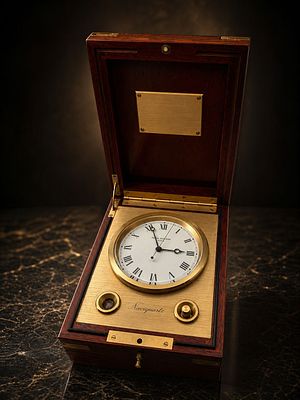 Patek Philippe Naviquartz כרונומטר ימי קוורץ בקופסת מהגוני יוקרתית
. כרונומטר ימי מדויק מבית 