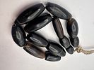 Sulemani Black & White Agate Bead Necklace, Handcrafted Elongated Beads. A striking necklace Image - 1