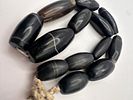 Sulemani Black & White Agate Bead Necklace, Handcrafted Elongated Beads. A striking necklace Image - 3