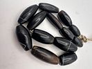 Sulemani Black & White Agate Bead Necklace, Handcrafted Elongated Beads. A striking necklace Image - 4