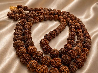 Natural Rudraksha Bead Necklace, Multi-Faceted Organic Seeds. An authentic necklace composed of 