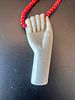 Hand-Shaped Pendant Holding Form on Red Beaded Necklace, Carved Organic Material, Vintage Style Изображение - 1