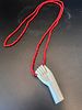 Hand-Shaped Pendant Holding Form on Red Beaded Necklace, Carved Organic Material, Vintage Style Изображение - 2
