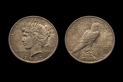 United States Peace Dollar, 1923, .900 Silver מטבע כסף אמריקאי מסוג Peace Dollar משנת 1923 