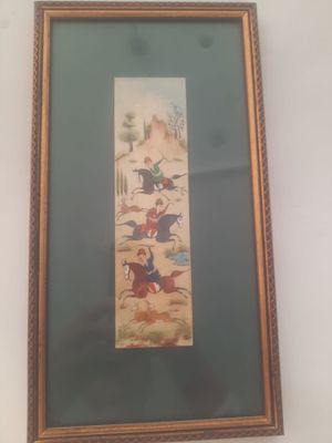 עבודת פרסי אקוורל מזרח הרחוק 
ממוסגרת עם זכוכית 
17*32סמ