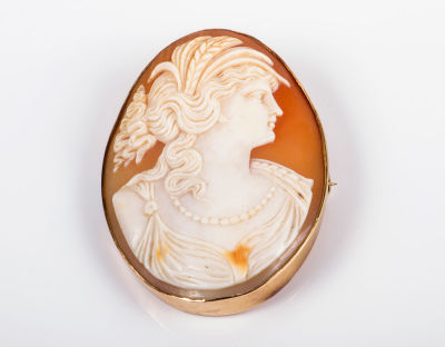 סיכת קמאו עתיק במסגרת זהב. מקור: עזבון קלמן פסטרנק