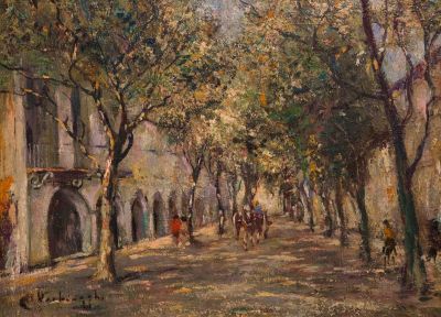 שארל ורברוגה (Charles Verbrugge), לה טורבי, צרפת. טכניקה: שמן על בד מוצמד לקרטוןחתימה: חתום 