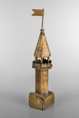 מגדל בשמים נדיר ביותר מפליז, גרמניה, 1700 בקירוב. מפליז חרוט.גובה: 21 ס"ממצב: בהתאם לגיל 