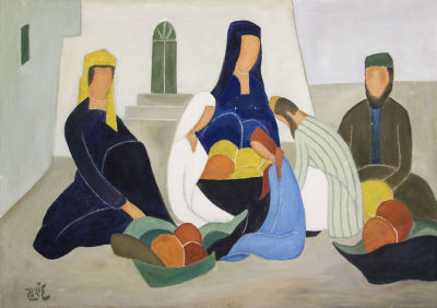 שמואל שלזינגר, משפחה בדואית. טכניקה: שמן על בדחתימה: חתום (שמאל למטה)מידות: 66X92 ס"ממצב: שריטות 