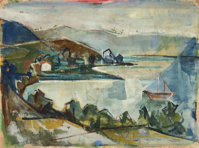 יעקב אייזנשר, הכנרת. טכניקה: אקוורל על ניירחתימה: חתום (ימין למטה)מידות: 37.5X50.5 ס"ממצב: 