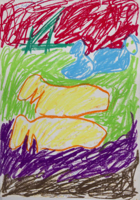 מנשה קדישמן, כבשים בשדה. טכניקה: פנדה על ניירחתימה: חתום באנגלית (שמאל למעלה) וחתום פעמיים 