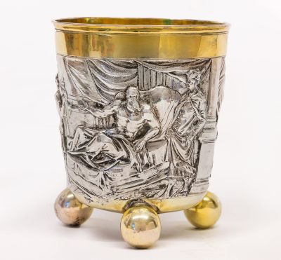 גביע יהודי חשוב ונדיר מכסף מוזהב חלקית, Daniel Michael II, אוגסבורג, גרמניה, 1680-96. כסף רקוע 