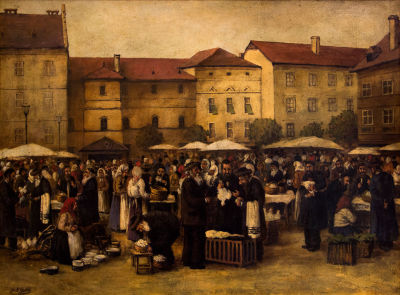 יוהאן נפומוק גלר (Johann Nepomuk Geller 1860-1954), הכנה ליום כיפור. טכניקה: שמן על בדחתימה: 