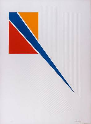 מיכאל ארגוב, קומפוזיציה. טכניקה: הדפס משישנה: 1975חתימה: חתום, מתוארך 75 (ימין למטה) וממסופר 