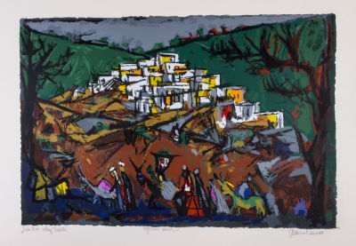 מרסל ינקו, עין הוד. טכניקה: הדפס משי צבעוניחתימה: חתום (ימין למטה), נושא שם היצירה (שמאל למטה) 