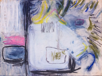 רפי לביא, מופשט. טכניקה: טכניקה מעורבת על ניירתאריך: 1967חתימה: חתום ומתוארך 67 (ימין 