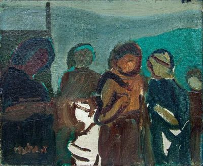 אהרון גלעדי, משפחה. טכניקה: שמן על בדתיאור: חתום (שמאל למטה)מידות: 24X27 ס"ממצב: טוב