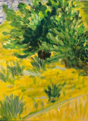 מיכאל ארגוב, 3 עבודות על נייר. כולל:1. נוףגואש על ניירחתום (ימין למטה) מתוארך ונושא כיתוב 