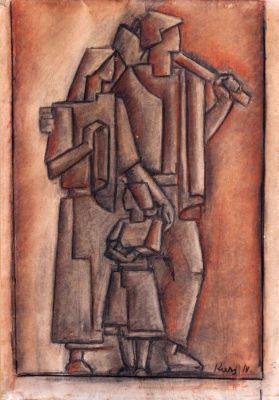 Georges Kars (צ'כי 1884-1945), פרולטרים. טכניקה: פסטל ופחם עם ניירתאריך: 1910 בקירובחתום (ימין 