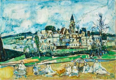 יוסף פרסמן (1904-1967), החוף בנורמנדי. טכניקה: שמן על בדתאריך: 1952 כנראהחתום ומתוארך 52 (ימין 