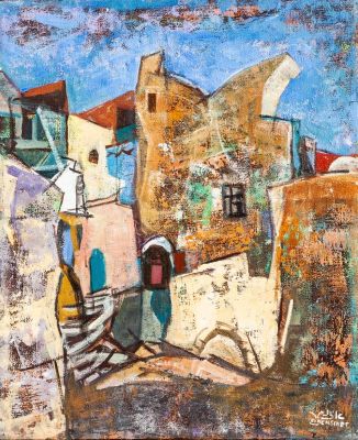 יעקב אייזנשר (1896 – 1980), סמטה. טכניקה: שמן על בדחתום (ימין למטה).40X46 ס"ממצב: טוב