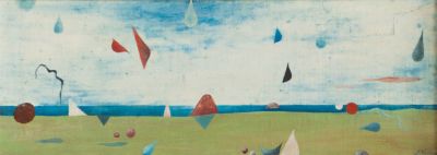 Florin Niculiu (רומני 1997-1928), חוף ימי. טכניקה: שמן על קרטון
חתום (ימין למטה).
67X27 ס"מ 
מצב: טוב