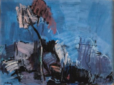 משה מוקדי (1902-1975), עץ בנוף. טכניקה: שמן על עץ
חתום (שמאל למטה)
50.5X38 ס"מ 
מצב: טוב