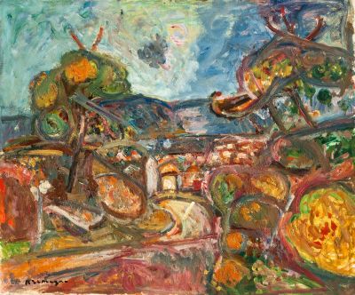 פנחס קרמן (1890-1981), נוף. טכניקה: שמן על בדחתום (שמאל למטה).54X65 ס"ממצב: טובמקור: עיזבון 