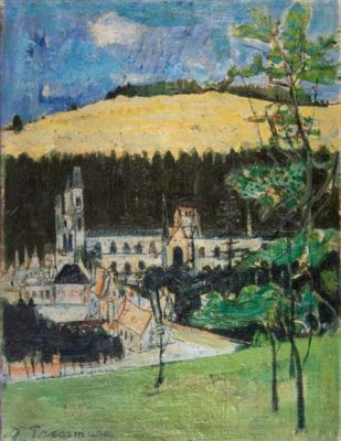 יוסף פרסמן (1904-1967), נוף. טכניקה: שמן על בד מוצמד לעץחתימה: חתום (שמאל למטה).מידות: 30X40 