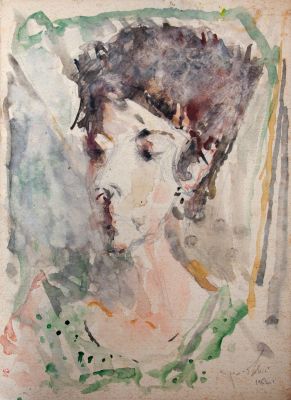 יחזארל שטרייכמן, צילה. טכניקה: אקוורל על ניירתאריך: 1956 בקירובחתום (ימין למטה).67X98 ס"ממצב: 