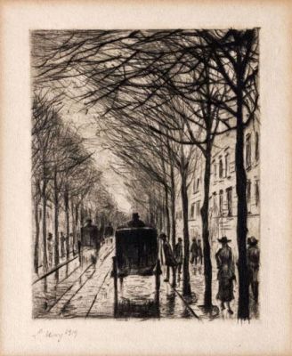 לסר אורי, רחוב Bellevuestrasse בברלין. טכניקה: תחריטתאריך: 1919חתימה: חתום ומתוארך 1919 (שמאל 