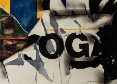 Burhan Doğan&ccedil;ay (טורקי-אמריקני 1923-2013), מופשט. טכניקה: גואש וקולאז' על ניירתאריך: 1974חתום 