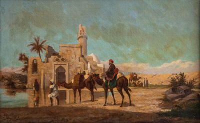 Edwin Longsden Long 1829-1891, נווה מדבר. טכניקה: שמן על בד 
חתימה: חתום (שמאל למטה). 
64X50 ס"מ 