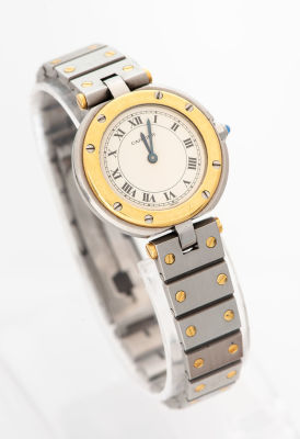 שעון יוניסקס קרטייה SANTOS RONDE, קוורץ פלדה וזהב, 28 מ"מ. מנגנון: קוורץ 
חומר פני השעון: 