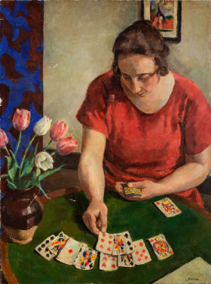 לואיס ריטמן (Louis Ritman 1889-1963), סוליטר. שמן על בד 
חתום (ימין למטה). 
80X60 ס"מ 
מקור: 