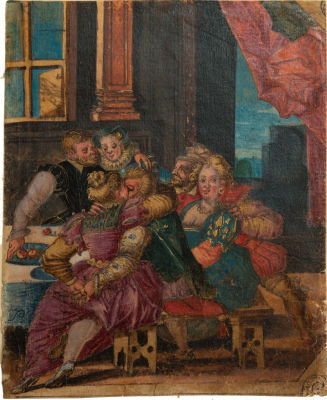 אסכולה גרמנית, המאה ה-16, "מוסרי ולא מוסרי". טמפרה על נייר 
חתום בראשי תיבות 
16X13 ס"מ 
מקור: 